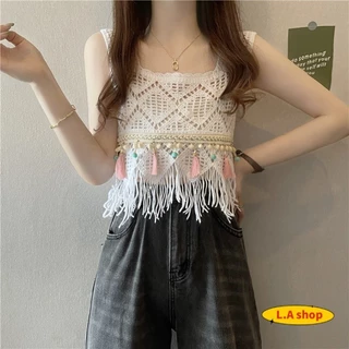 L.A Shop★สไตล์ใหม่★ เสื้อถักไหมพรม คาวาอี้น่ารัก สไตล์โบฮีเมี่ยน ปลายปล่อย สีพาสเทลคาวาอี้ "CX00827"