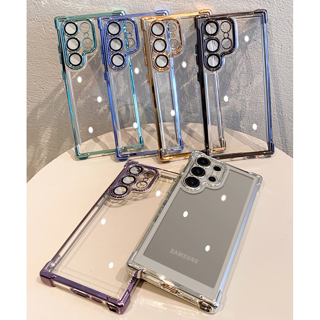 SAMSUNG หรูหราชุบใสกันกระแทกสําหรับsamsung Galaxy S24 S23 FE S22 S21 S20 Plus Note10 20 Ultraซิลิโคนเกราะนุ่ม