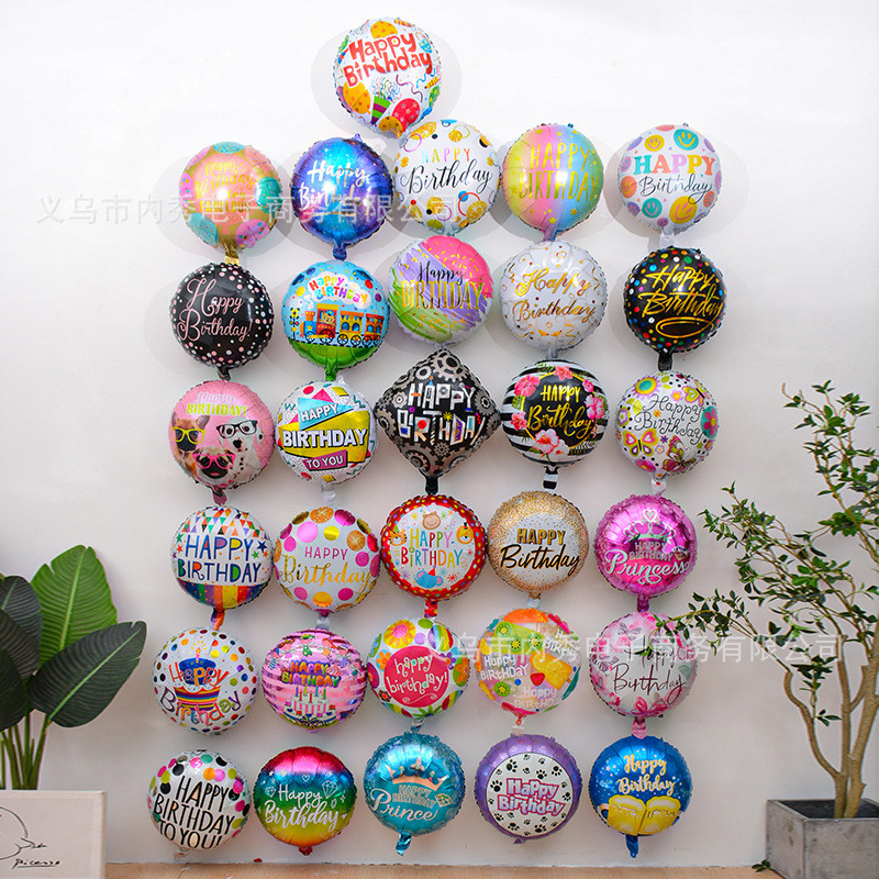 ลูกโป่งสุขสันต์วันเกิดสุขสันต์วันเกิดสุขสันต์วันเกิดลูกโป่งฟิล์มอลูมิเนียมตกแต่งงานเลี้ยงวันเกิด