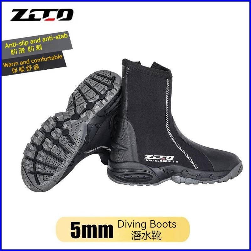 พร ้ อมสต ็ อก ZCCO 5 มม.รองเท ้ าดําน ้ ํารองเท ้ าผู ้ ชาย Neoprene Keeping Warm High-Top Anti-Slip สวมใส ่ ด ้ านข ้ าง ykk ซิป Toe