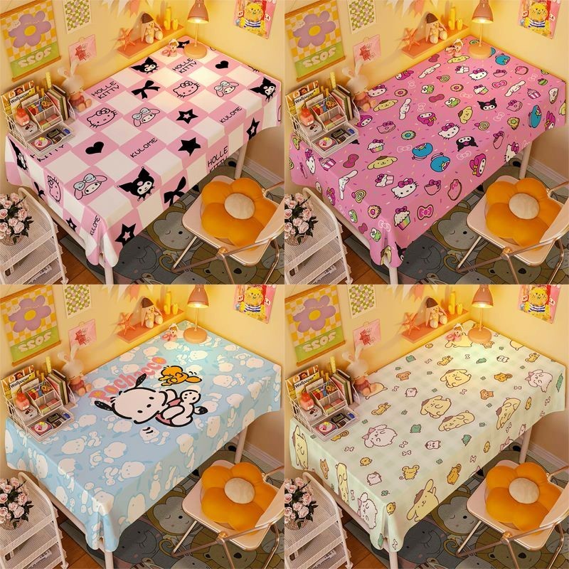 ผ้าปูโต๊ะ Sanrio Hello Kitty เสื่อโต๊ะผ้าน่ารักสาวหัวใจห้องนอนหอพักตกแต่งโต๊ะเครื่องแป้งป้องกันฝุ่นผ้า K5