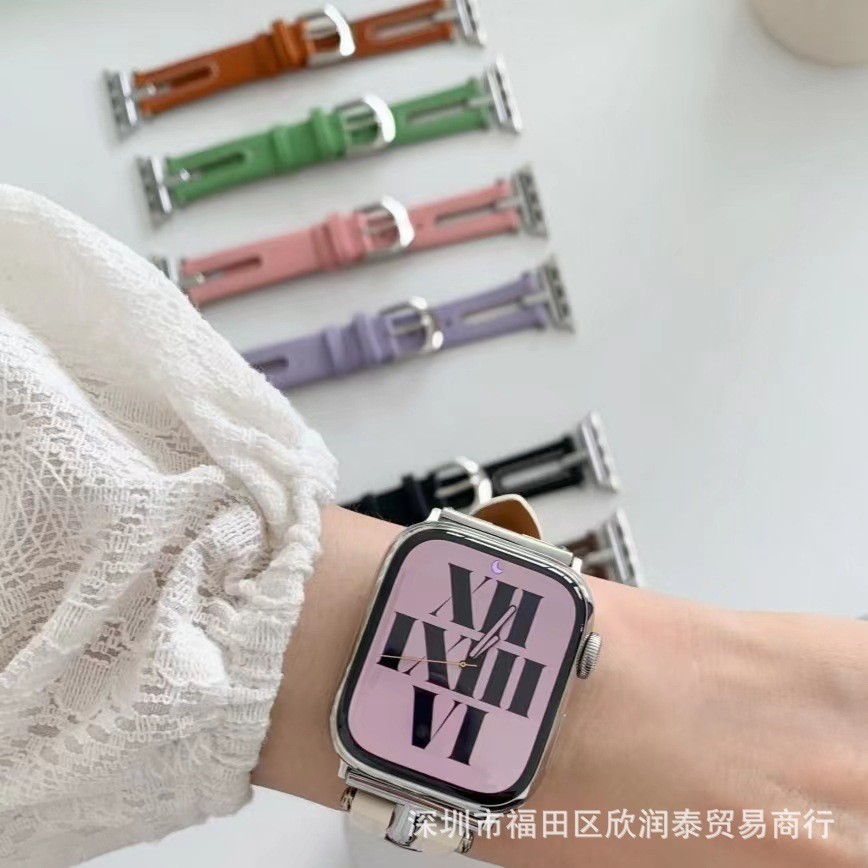 สายนาฬิกาข้อมือหนัง รูปตัว T ระบายอากาศ เข้ากับทุกการแต่งกาย สําหรับ Apple Watch iwatch7 65432SE