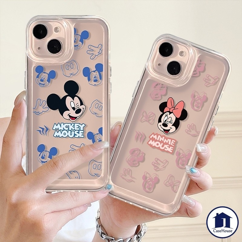 เคสโทรศัพท์คู่รักลายการ์ตูนมิกกี้มินนี่น่ารักใช้ได้กับ iPhone 11 15 14 12 13 Pro MAX 7 8 Plus XR 6 6S Plus X XS MAX