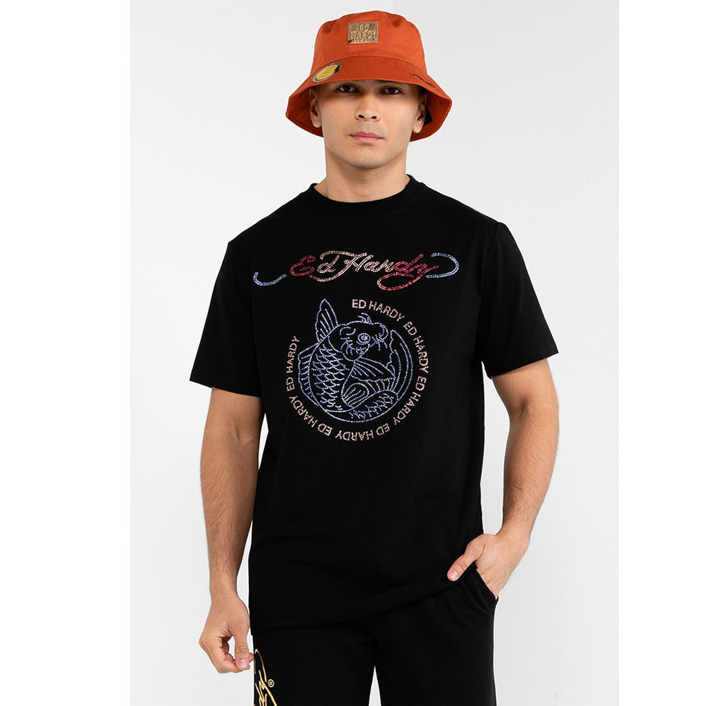 Ed Hardy Fortune Koi เสื้อยืดปกติ