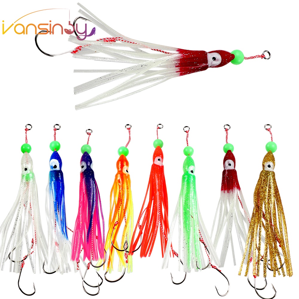 1pcs 12cm/7.8g ตกปลาปลาหมึก Jig Lure Double Hook Octopus กระโปรงเหยื ่ ออ ่ อน LureTrolling เหยื ่ อตกปลาเหยื ่ อ