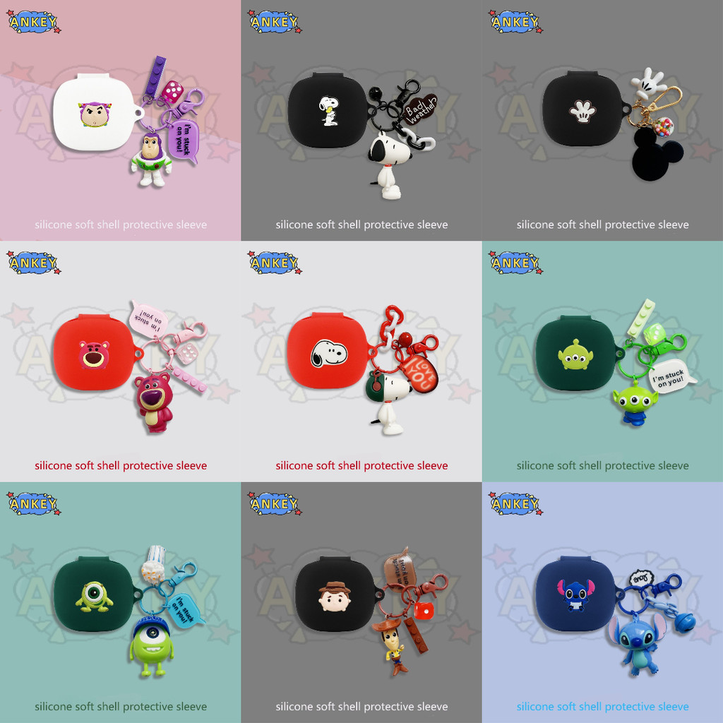 for Anker Soundcore P40i C30i Earphone Silicone Case Cute Dog Earbuds Soft Protective Headphone Cover Headset Skin with Pendant
