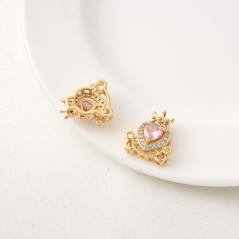 Spacer ลูกปัดทองแดงชุบ 14K ทองแท้ Micro-Inlaid Zircon Crown Four-Way Spacer ลูกปัด Handmade diy สร้อยข้อมือเงินตกแต่งวัสดุ - รูปที่ 5