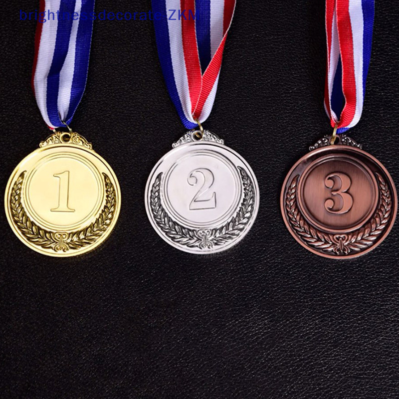 [Brightdecorate] เหรียญรางวัล สีบรอนซ์ สีทอง สีเงิน พร้อมริบบิ้น สีทอง สีเงิน สําหรับเด็ก โรงเรียน กีฬา