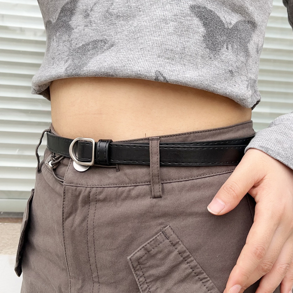 เข ็ มขัดคาดเอวหนัง PU – สําหรับกระโปรง, ตกแต ่ งกางเกง – เข ็ มขัดไม ่ มีรู – เครื ่ องประดับเสื ้ อผ ้ า – Fashion, Y2K, อเนกประสงค ์ – เข ็ มขัดบางสีดํา ราคา ถูกที่สุด ดีลบีเคเค แกลเลอรีภาพที่ 5
