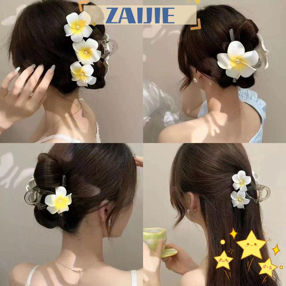 Zaijie24 กิ๊บติดผมหางม้า ลายดอกไม้ สไตล์โบฮีเมียน ขนาดใหญ่ พร็อพถ่ายภาพ สําหรับผู้หญิง