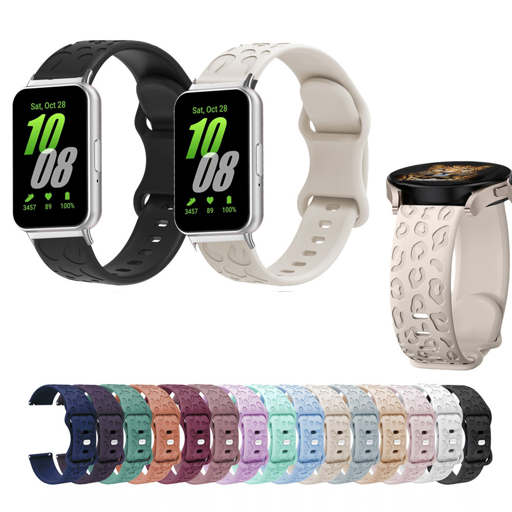 Cheetah Leopard สายแกะสลักซิลิโคนสําหรับ Samsung Galaxy Fit 3 Fit3 SM-R390
