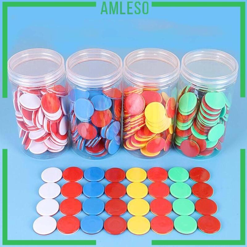 [ Amleso ] ชิปบิงโก 100 ชิ ้ นสําหรับคณิตศาสตร ์ Manipulatives แบบพกพานับแผ ่ น
