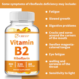 Grevip Vitamin B2 Riboflavin, 400 มก . - รองรับเลือด ระบบประสาท พลังงานและสุขภาพการเผาผลาญ อาหารเสริมรายวันที ่ ไม ่ ใช ่ จีเอ ็ มโอ