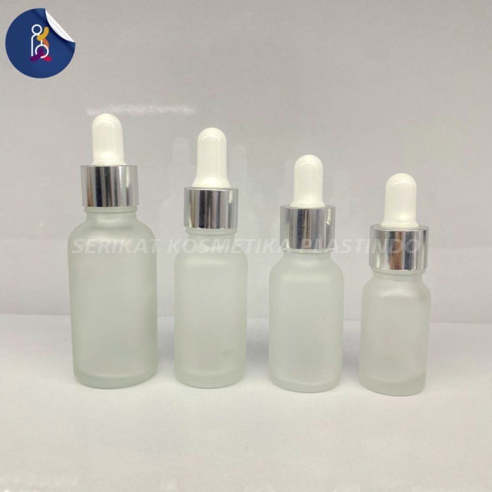 FROSTED ขวดแก้วสําหรับเซรั่ม PIPETTE 10 ML 15 ML 20ML 30ML สีขาวแหวนเงิน