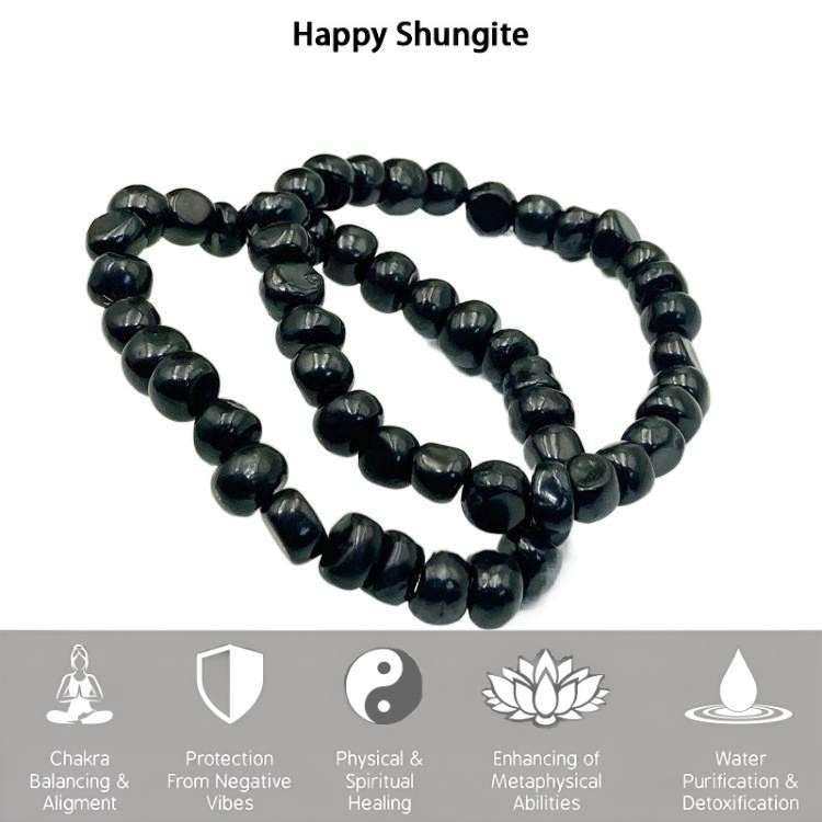 Original Shungite สุ่มรูปร่างสร้อยข้อมือหินสําหรับ EMF-ป้องกันรังสี