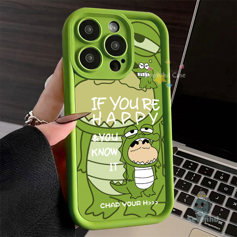 ใช้งานร่วมกับสําหรับiphone 11 15 14 13 12 Pro Max X XR Xs Max 8 7 6s Plus SE 2020 ใหม่มุมตาเคสโทรศัพท์การ์ตูนน่ารักเครยอนชินจังไดโนเสาร์เครื่องแต่งกายกันกระแทกTPU Cover
