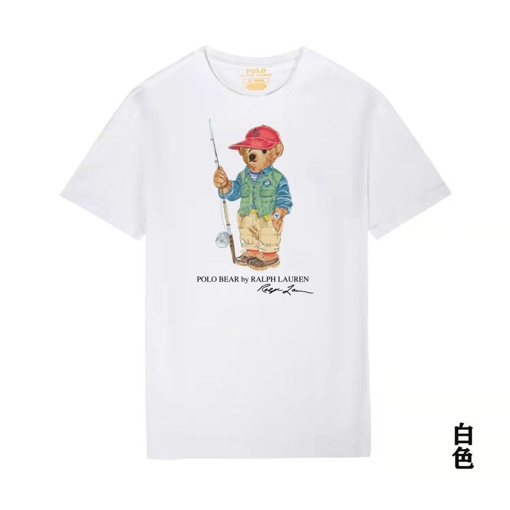 5IAG Ralph-Lau ** n Paul เสื้อยืดลําลองแขนสั้นหมี Street สวมใส่เสื้อยืดผู้ชายผู้หญิงคู่พิมพ์รอบคอ Al