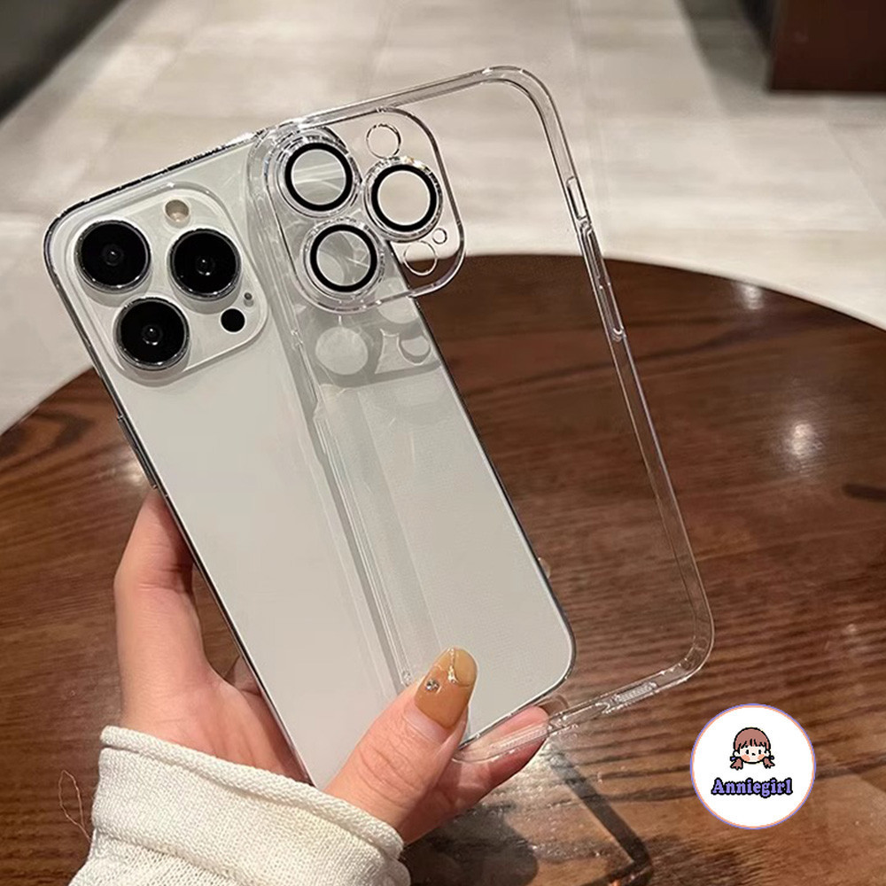Simple Ultra Thin Clear เคสโทรศัพท์สําหรับ Iphone 11 15 14 Pro Max 12 13 Promax ป้องกันเลนส์กันกระแทก Hard PC โทรศัพท์ฝาหลัง