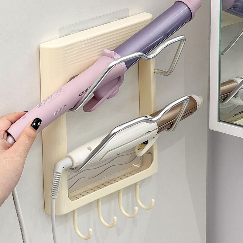 ✨Curling Iron Storage Handy เครื ่ องมือติดผนัง Anti-Scalding Bracket เครื ่ องเป ่ าผม Straightener Board ชั ้ นวาง
