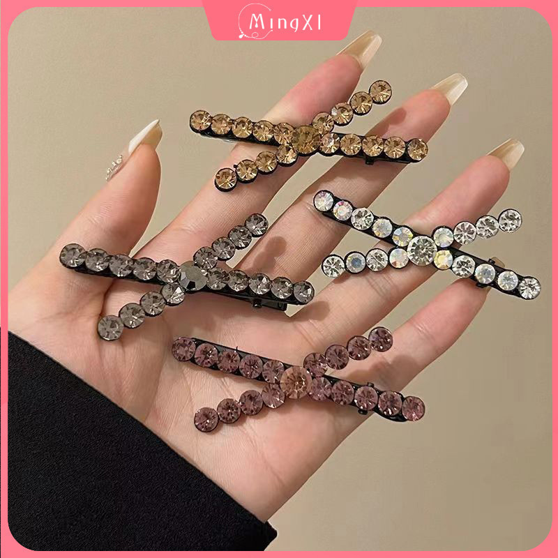 High-end Rhinestone Cross กิ๊บติดผมผู้หญิงสไตล์เกาหลี Ins อารมณ์เรียบง่าย Duckbill Hairpin เครื่องประดับผม