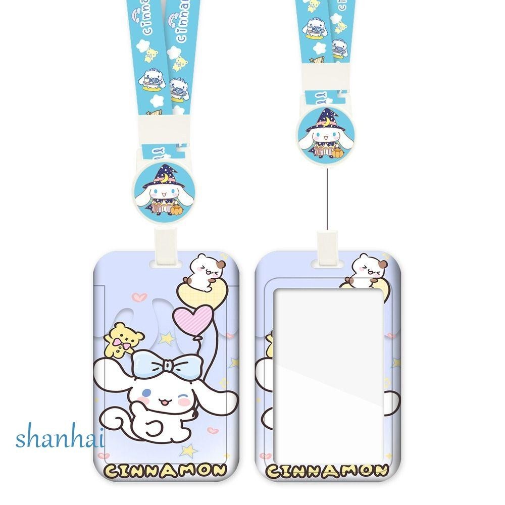 Shanhai ID Card Holder, Cinnamoroll My Melody Bus Cards Cover, Lanyard Retractable Protective Sleeve Neck Strap Card Badge Holder Name Card