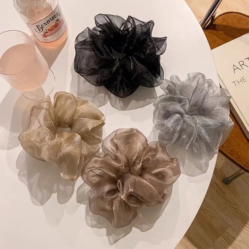 Organza คู่ขนาดใหญ่ลําไส้ผม Tie ผู้หญิงเกาหลี Ins ฤดูร้อนแฟชั่นอุปกรณ์เสริมผม