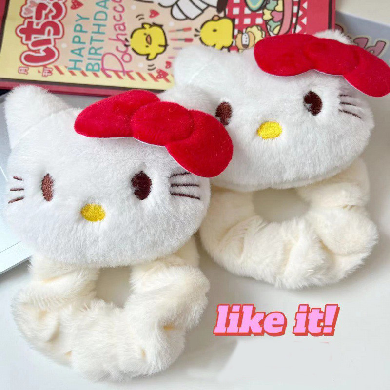 หวานน ่ ารัก Kitty ขนาดใหญ ่ ลําไส ้ ผมวงกลมตุ ๊ กตาเชือกผมการ ์ ตูนอเนกประสงค ์ ยางรัดผมเด ็ กอุปกรณ ์ เสริมผม