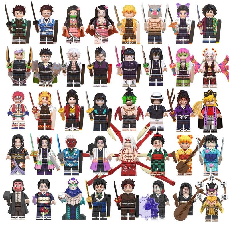 ใช้งานร่วมกับ Lego Demon Slayer Minifigure Third Party ตุ๊กตาญี่ปุ่นรอบมีดรูป 2023 สไตล์ใหม่ประกอบอาคารบล็อกของเล่น PDVP