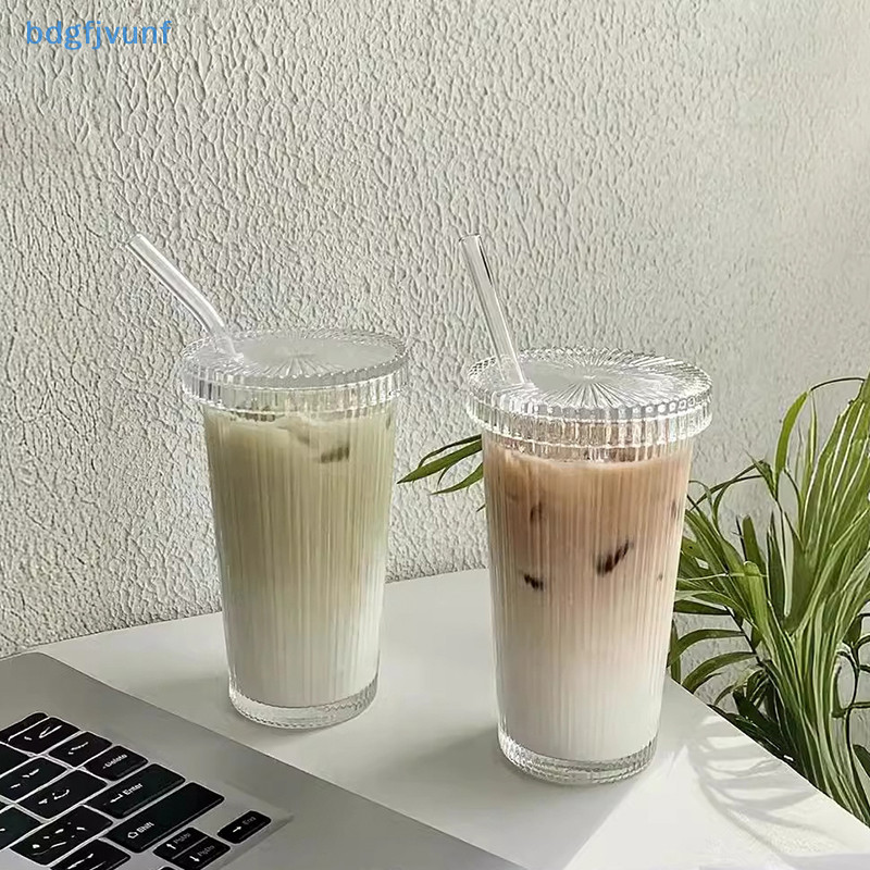 Bdgf 375Ml ลายถ้วยแก้วพร้อมฝาปิดฟางสไตล์ญี่ปุ่นดื่ม Chic แก้วกาแฟนม Drinkware ชาของขวัญวันเกิดแก้ววิสกี้ TH