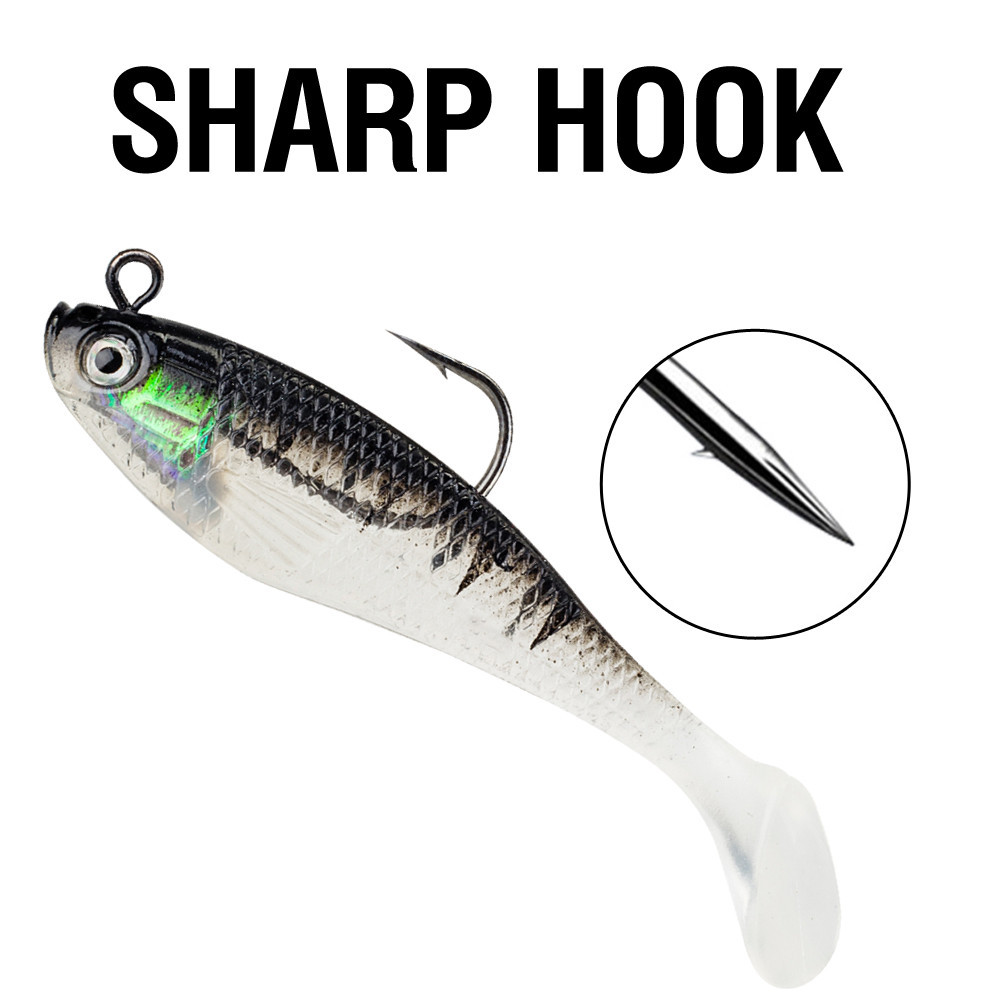Pre-rigged Jig Head เหยื่อตกปลาอ่อน T Tail Swimbaits รูปที่ 3