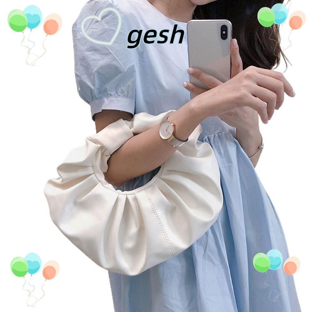 Gesh1 Knot Handbag, Leather High Quality Cloud Bag, Casual Pleated Trend Underarm Bag Spring