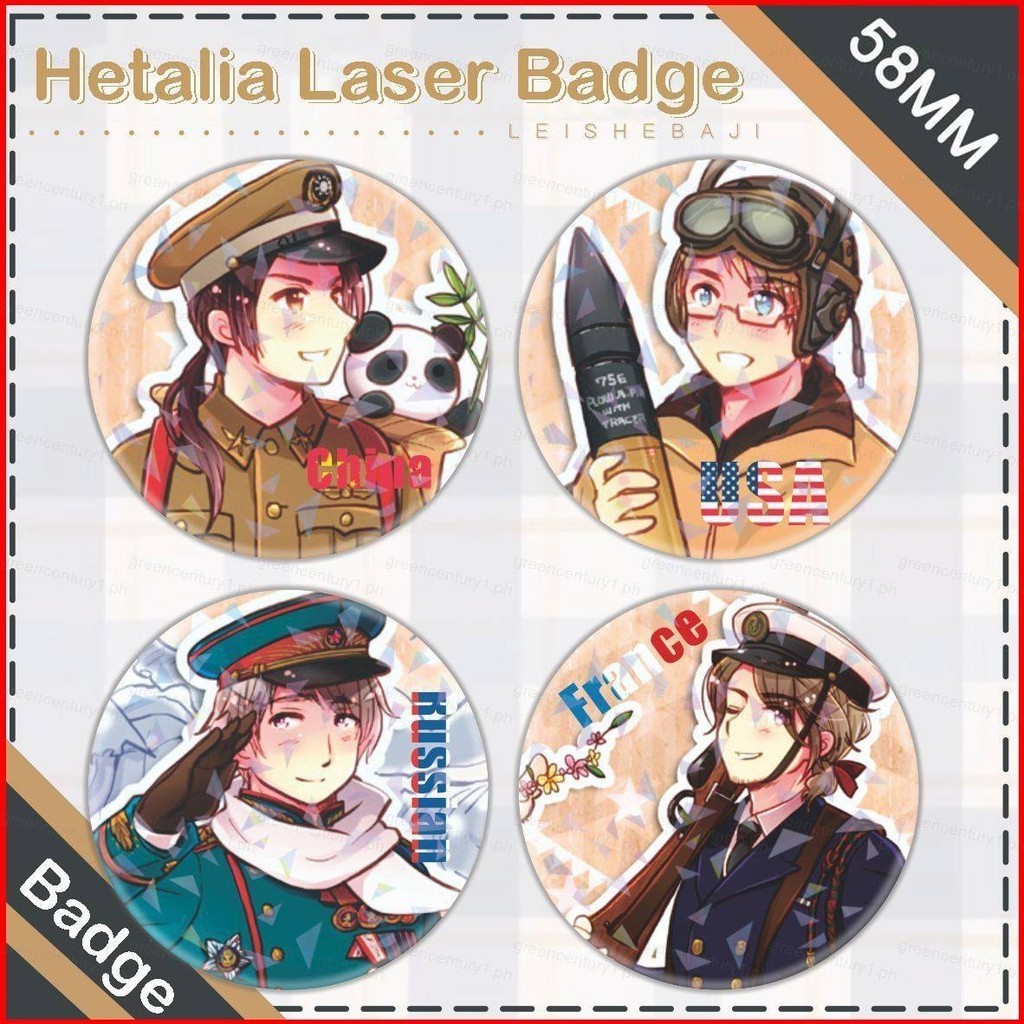 Ys Hetalia World Laser Badge ของขวัญสําหรับสาวอะนิเมะคอลเลกชันของที ่ ระลึก Italia Ludwig Honda Kiku Alfred Arthur