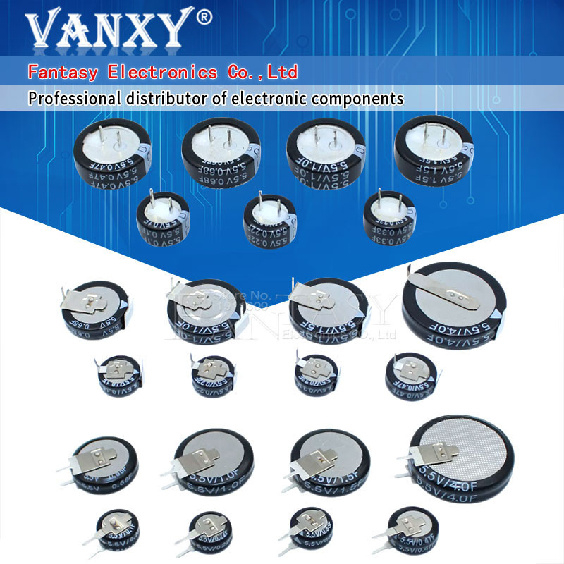 5.5V Super capacitor 0.1F 0.22F 0.33F 0.47F 1F 1.5F 4.0F V-type C-type H-type ปุ่ม Farad capacitor