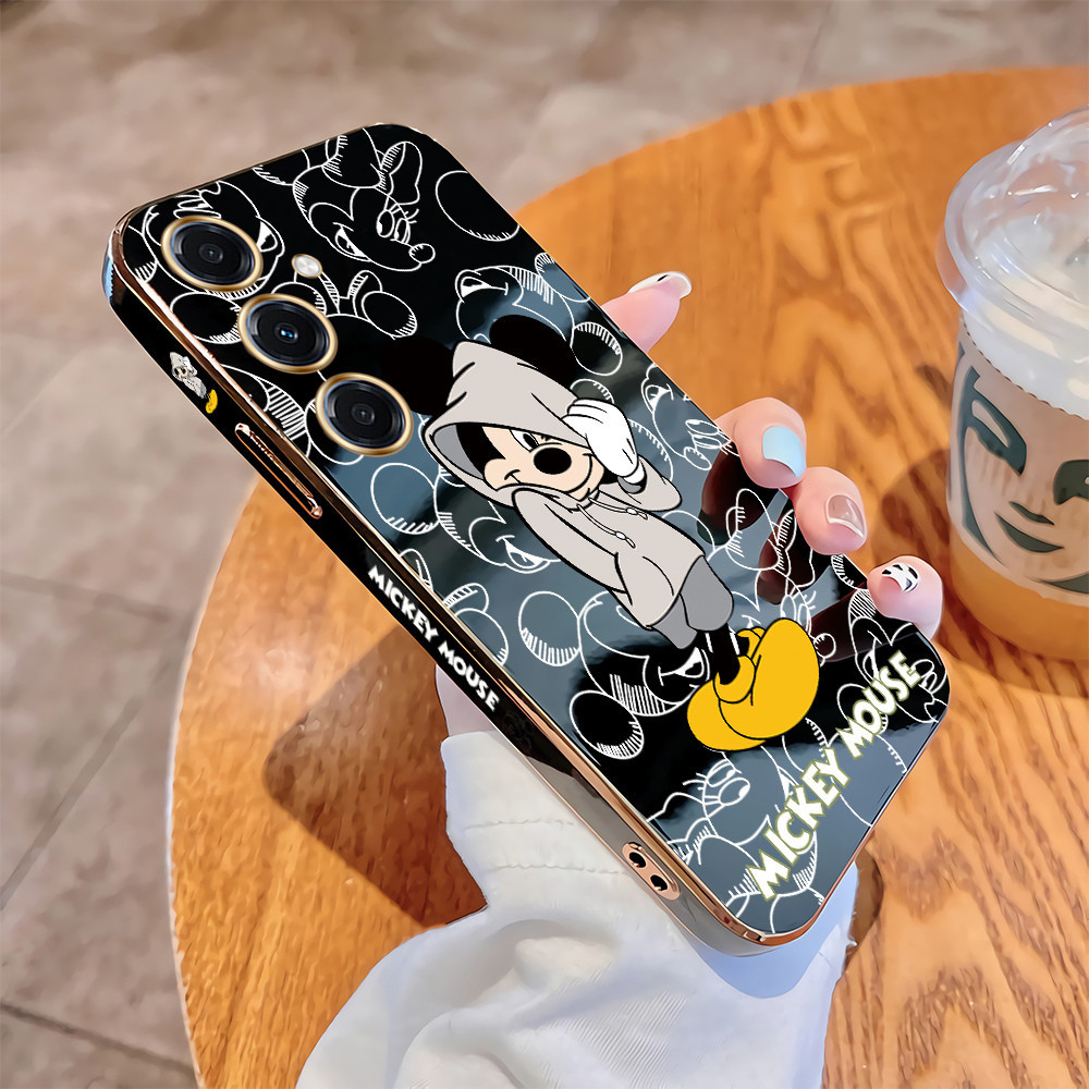 สําหรับ Samsung Galaxy A55 A35 A25 A15 5G A05 A05S การ์ตูน Mickey เคสโทรศัพท์หรูหราชุบ TPU ปกอ่อนกันกระแทก