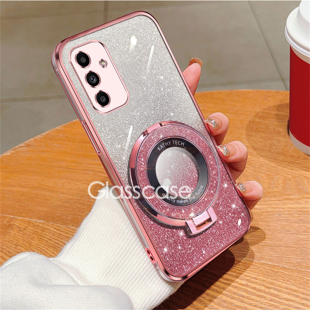 ปลอกสําหรับ Samsung Galaxy A06 A06s A16 A26 A36 A56 06 A 06s 16 26 36 56 พร้อมผู้ถือแหวนน่ารักสาวกรณี TPU Slim ซิลิโคนนุ่ม Glitter Bling ShockProof เคสโทรศัพท์ฝาครอบ
