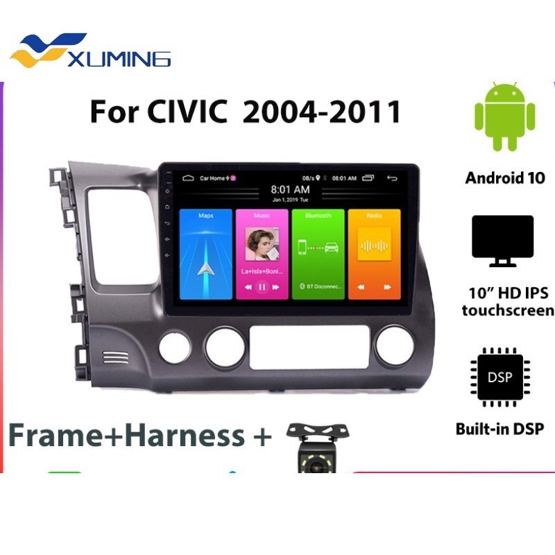 สําหรับ Honda Civic Fb 2004-2011 Android 12 รถวิทยุเครื ่ องเล ่ นมัลติมีเดียนําทาง Gps 2 Din Ram 2G Rom 32G