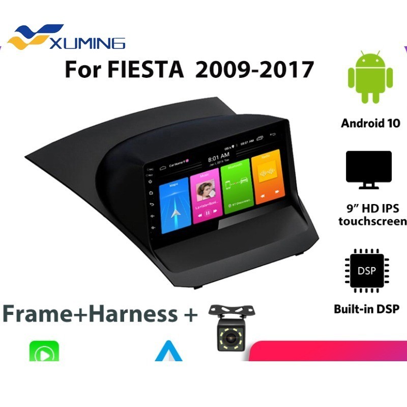 2 +32G Android 10.0 รถวิทยุเครื ่ องเล ่ นมัลติมีเดียสําหรับ Ford Fiesta 2009-2017 นําทาง Gps 2 Din