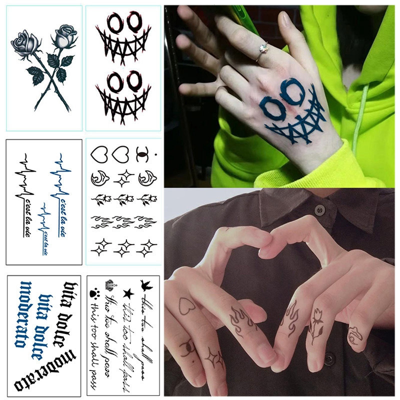 Cool Girl Black Rose Tattoo สติกเกอร ์ Creative Clown Tattoos สติกเกอร ์ แฟชั ่ นอุปกรณ ์ เสริม