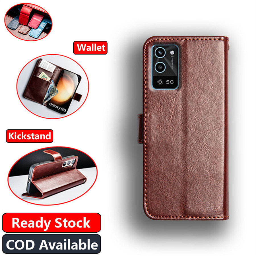 Oppo A56 5G PFVM10 กระเป๋าสตางค์หนังคลาสสิกวินเทจ Folio Case Flip Notebook Style Cover with Magnetic Closed Kickstand Card Slots