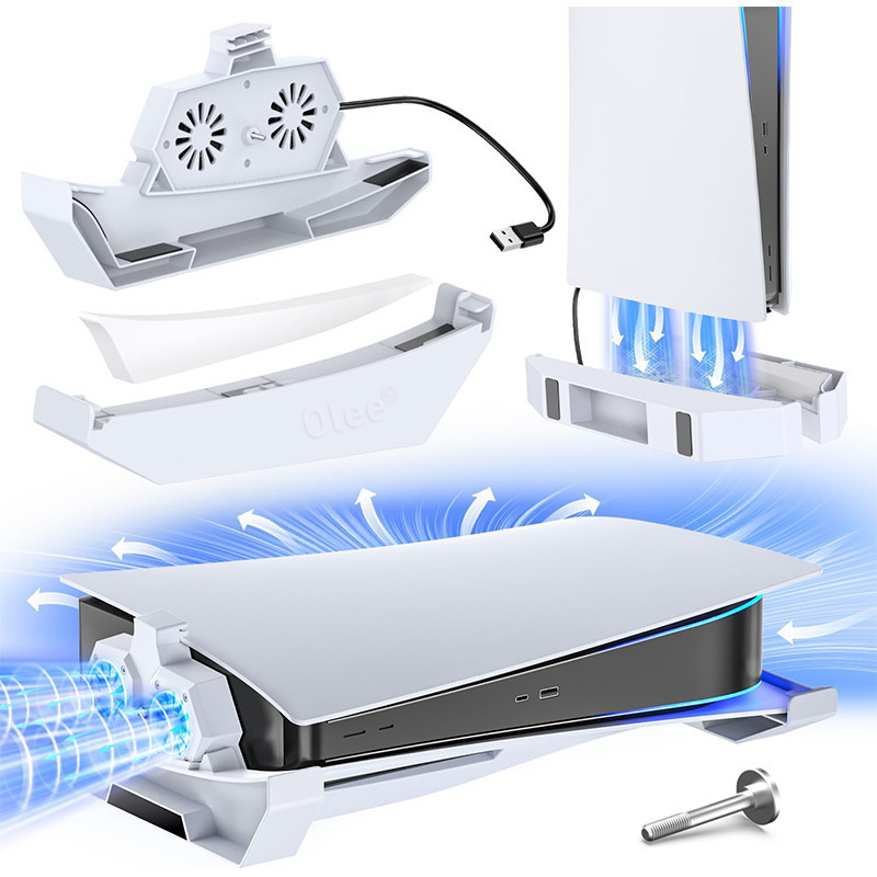 Ps5 Stand &amp; Cooling Fan สําหรับ Disc &amp; Digital Editions, ขาตั ้ งแนวนอนและแนวตั ้ งพร ้ อมคูลเลอร ์ สําหรับคอนโซล Playstation 5