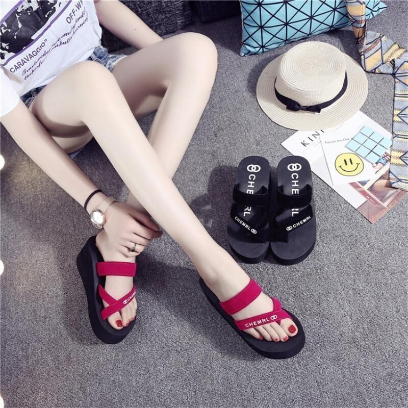 หนา Soled Antiskid Filp Flop รองเท ้ าแตะผู ้ หญิงรองเท ้ าแตะกลางแจ ้ งลําลอง