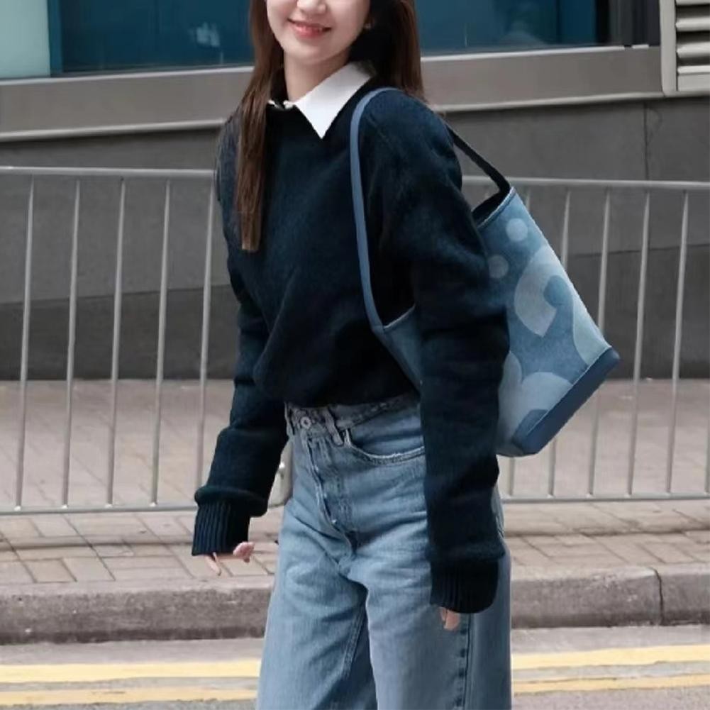 กระเป๋าทรงถัง ซอก แบรนด์อินเทรนด์แฟชั่นกระเป๋าสะพายไหล่ผู้หญิงความจุขนาดใหญ่เรียบง่าย สิริ กระเป๋า