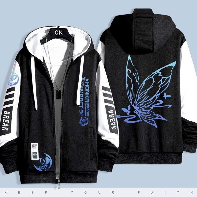 อะนิเมะ Honkai Impact 3 ผู ้ ชาย Hoodies เสื ้ อกันหนาว 3D Aponia คอสเพลย ์ ซิป Hooded Jacket