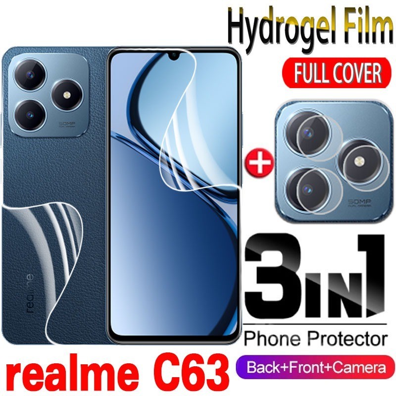 Realme C63 2024 3IN1 ด้านหน้ากลับฟิล์มไฮโดรเจลสําหรับRelame C63 C 63 63C RealmeC63 NFC 4G 5Gคลุมทั้ง
