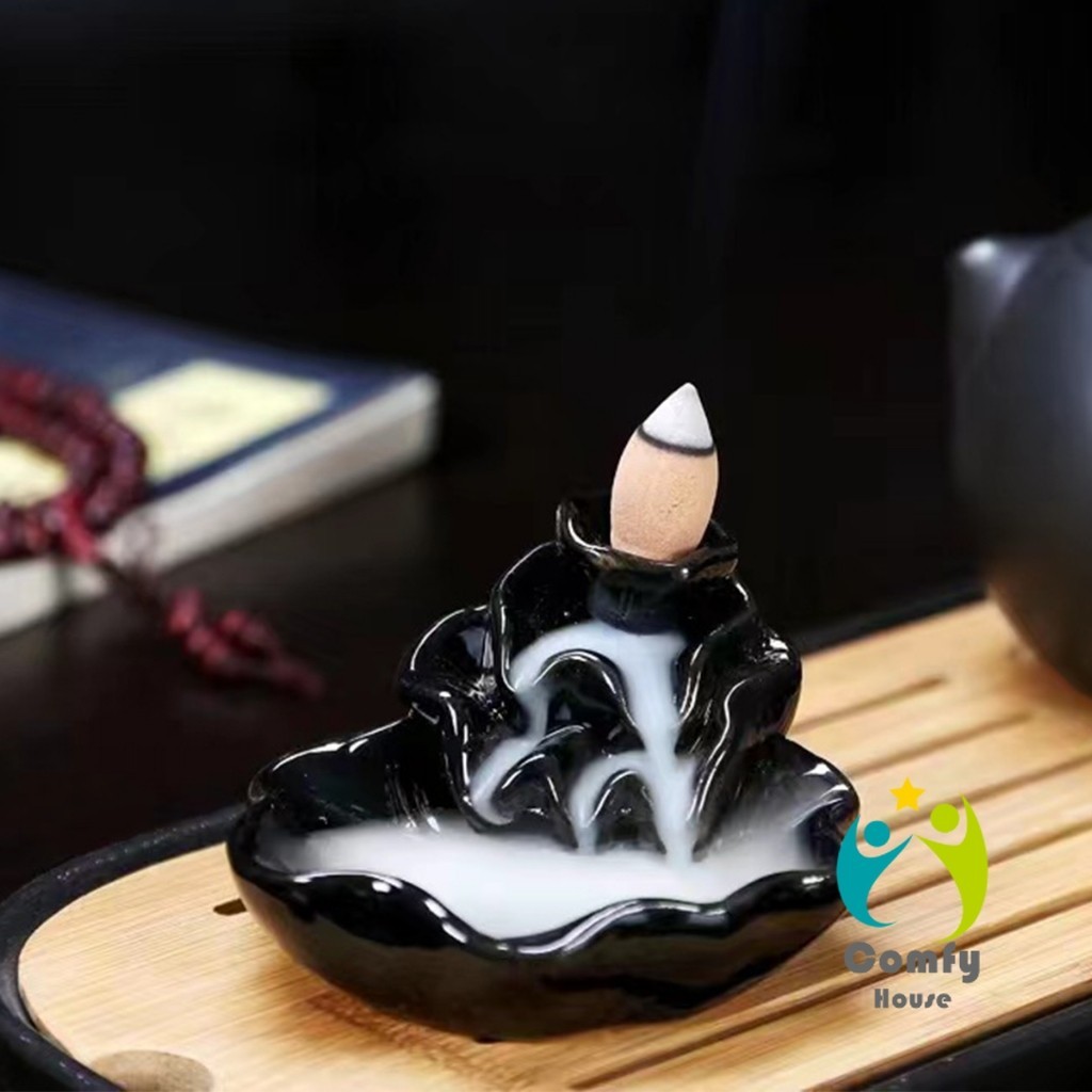 Comfy กระถางธูปกำยานควันน้ำตก สไตล์หิน ดอกบัว incense burner - รูปที่ 5