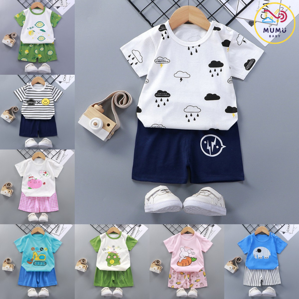 ชุดเสื้อกางเกงขาสั้น ชุดเด็กลายน่ารัก เสื้อผ้าเด็ก ใส่ง่าย ใส่สบาย