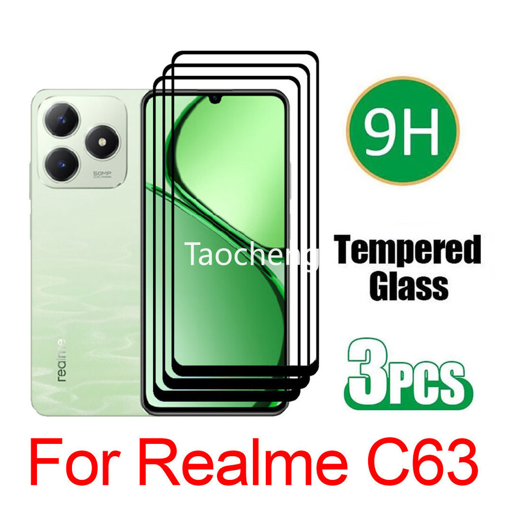 3 ชิ้นฟิล์มกระจกนิรภัยสําหรับ Realme C63 C 63 RealmeC63 4G 2024 ฝาครอบ Gobal ป้องกันหน้าจอฟิล์มแก้วด