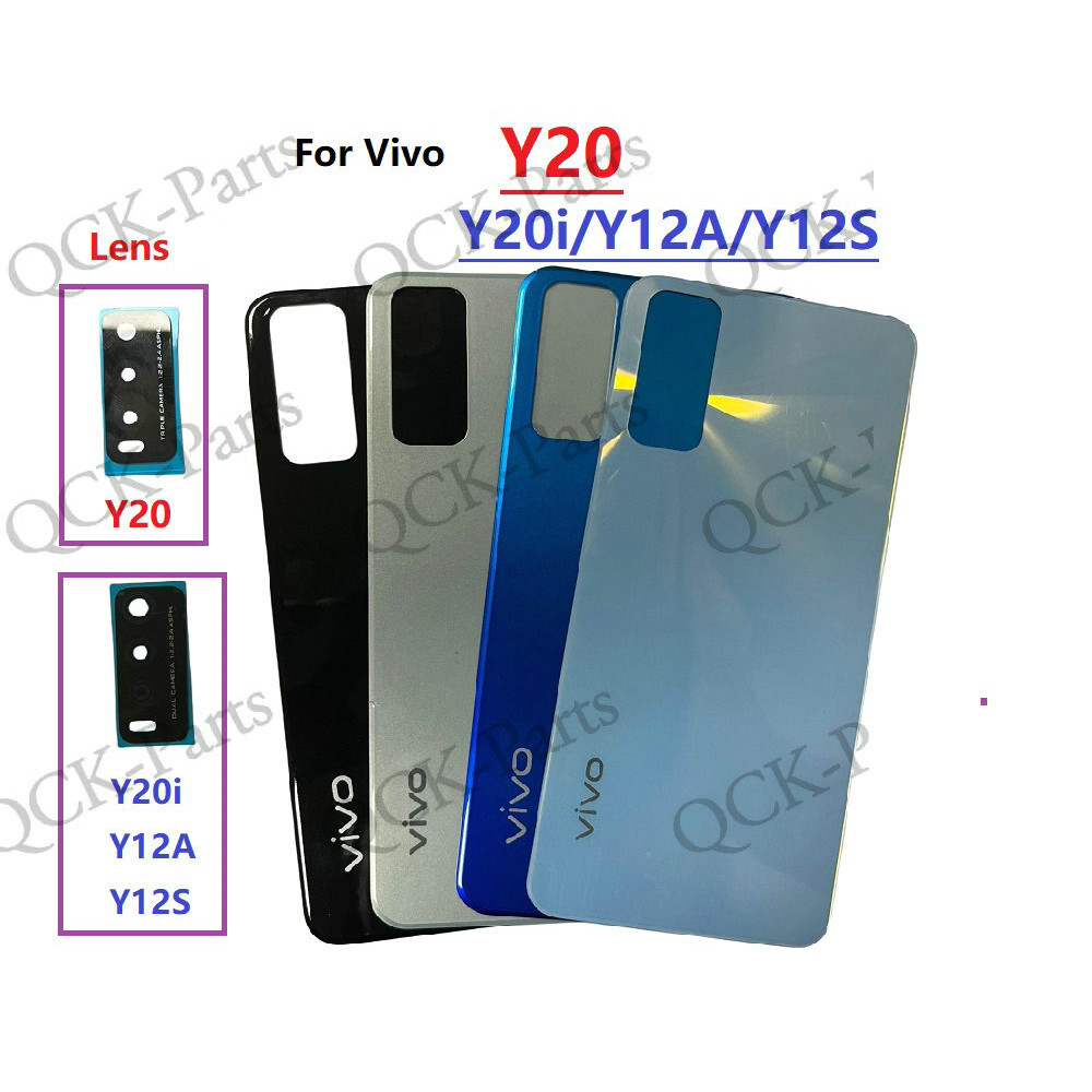 ใหม ่ ฝาหลังสําหรับ Vivo Y20 ด ้ านหลังแบตเตอรี ่ ด ้ านหลังกาวสําหรับ Y20S Y20i Y12A Y12S อะไหล ่