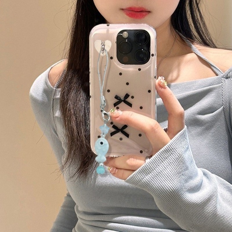 Crazy Sweet Blue Fish Bead Hangings Pendant Phone Strap Sweet Bag Decorative