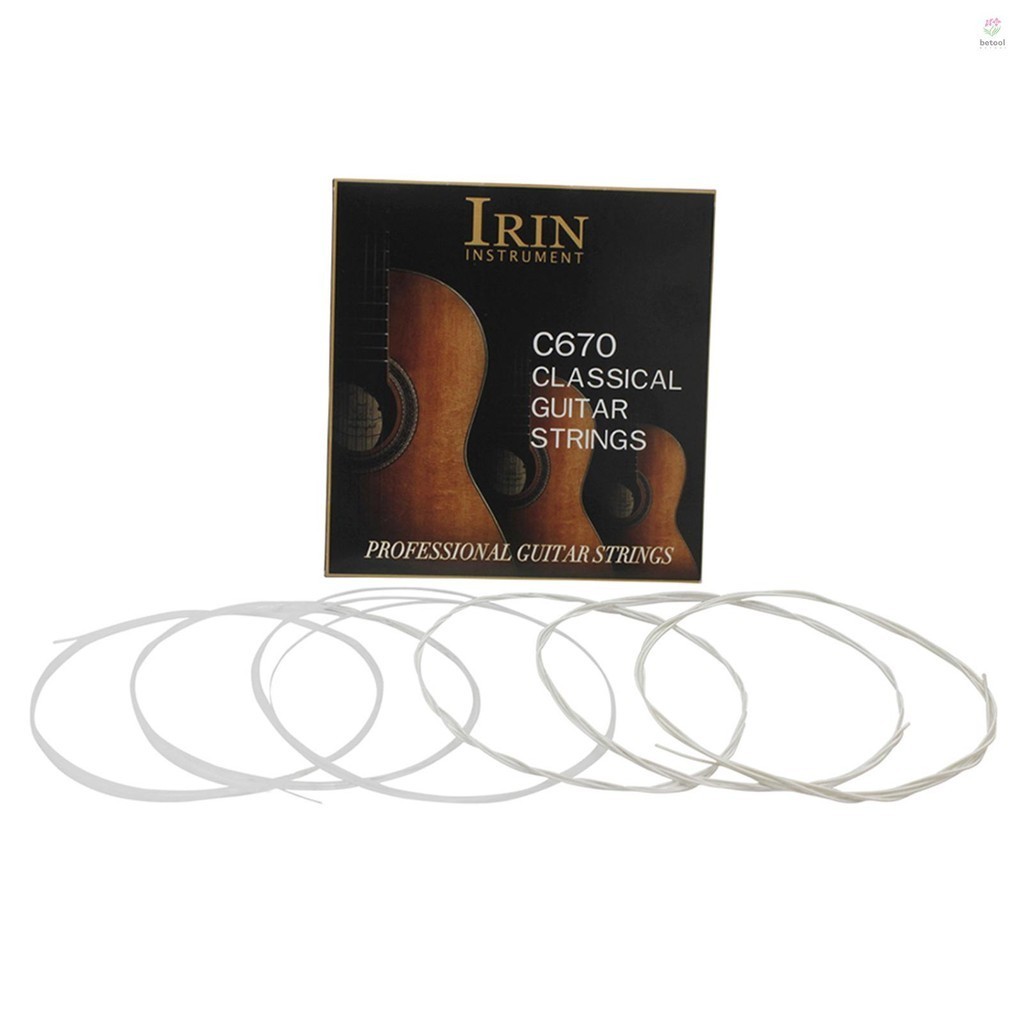 Irin C670 Acoustic Classical Guitar Strings Nylon Silver Plated Copper Alloy Wound, 6pcs/set (.028-.